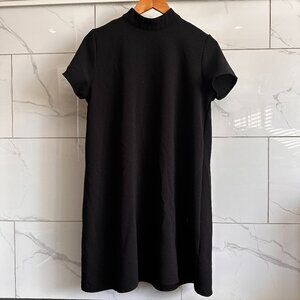 Final Touch Black Mock Neck Shift Dress Short Sleeve Minimalist Mod